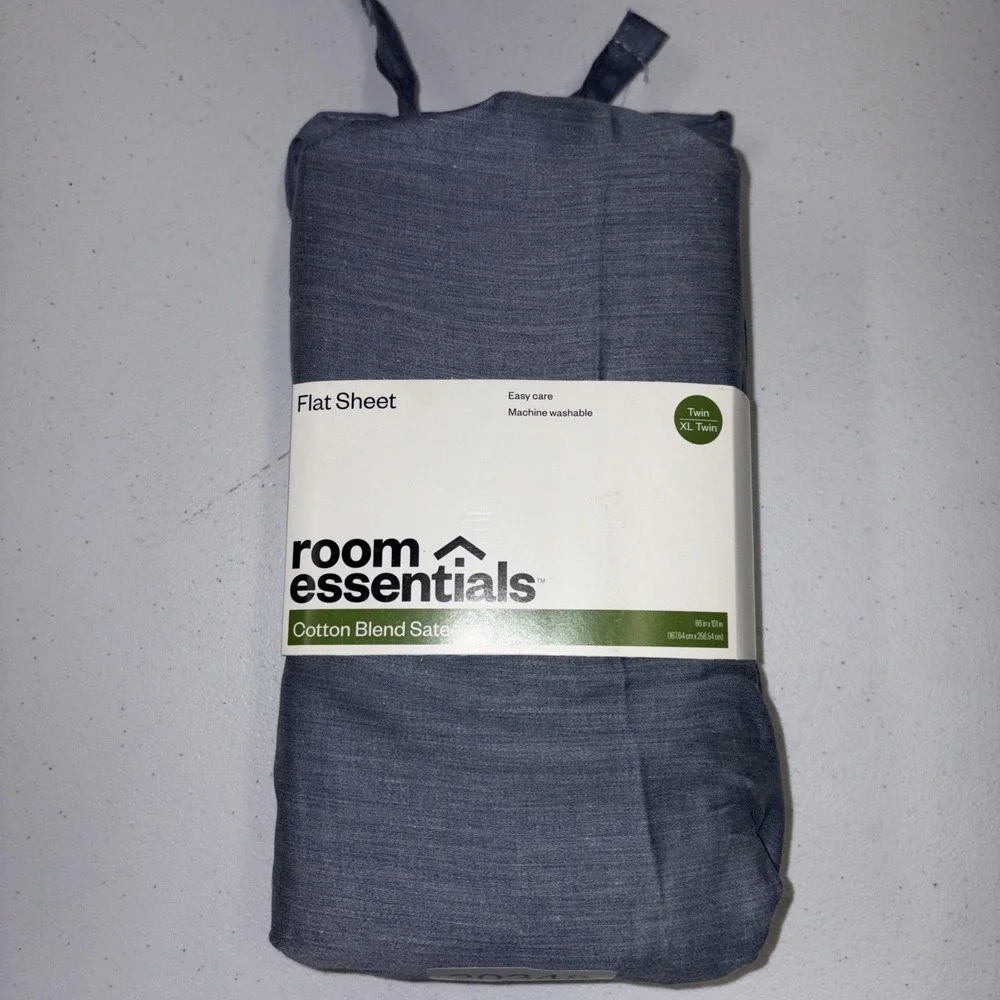 Room Essentials Easy Care Cotton Blend Sateen Flat Sheet Twin (XL) NWT 20350